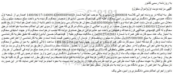 مزایده فروش  امتیاز یک عدد سیم کارت تلفن همراه  
