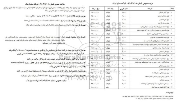 مزایده اقلام ضایعاتی شرکت سایپا یدک