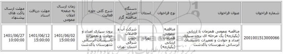مناقصه، مناقصه عمومی همزمان با ارزیابی (یکپارچه) یک مرحله ای برون سپاری امداد و حوادث و تعمیرات تاسیسات آبرسانی شهرستان پاکدشت