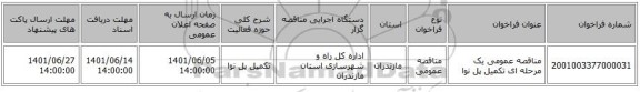 مناقصه، مناقصه عمومی یک مرحله ای تکمیل پل نوا