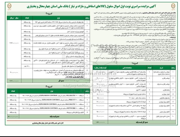 مزایده سراسری اموال منقول (کالاهای اسقاطی و مازاد بر نیاز)