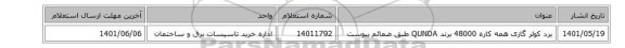 برد کولر گازی همه کاره 48000 برند QUNDA طبق ضمائم پیوست