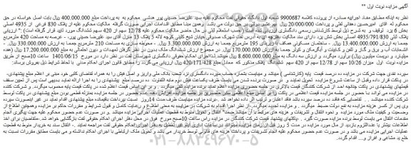 مزایده پلاک 830 فرعی از 4935 اصلی بخش 6 یزد