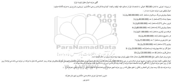 مزایده فروش 1-یخچال ویترینی بزرگ سرماایران مستعمل 3عدد و...