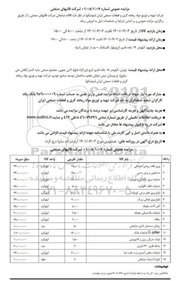 مزایده فروش اقلام ضایعاتی ..