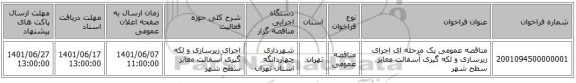 مناقصه، مناقصه عمومی یک مرحله ای اجرای زیرسازی و لکه گیری آسفالت معابر سطح شهر