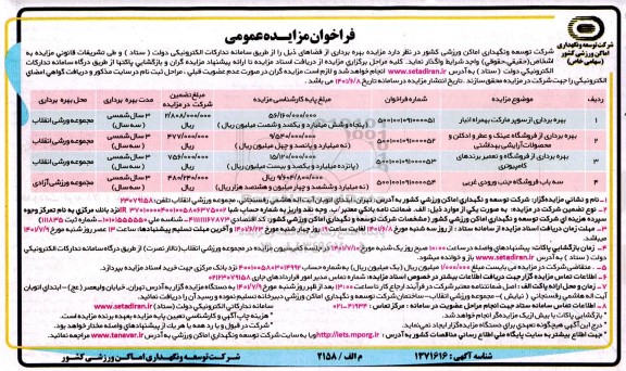 فراخوان مزایده بهره برداری از سوپر مارکت به همراه انبار  و...