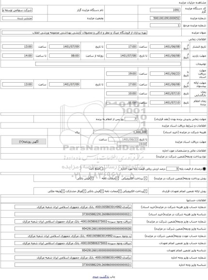 مزایده ، بهره برداری از فروشگاه عینک و عطر و ادکلن و محصولات آرایشی بهداشتی مجموعه ورزشی انقلاب