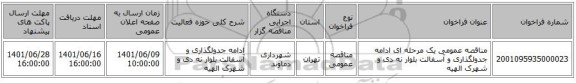 مناقصه، مناقصه عمومی یک مرحله ای ادامه جدولگذاری و آسفالت بلوار نه دی و شهرک الهیه