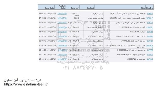 استعلام  خرید 100 تن پلی آمین فیلمر ...