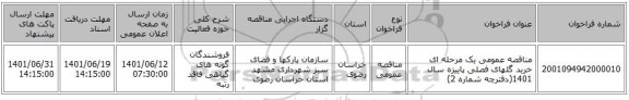 مناقصه، مناقصه عمومی یک مرحله ای خرید گلهای فصلی پاییزه سال 1401(دفترچه شماره 2)