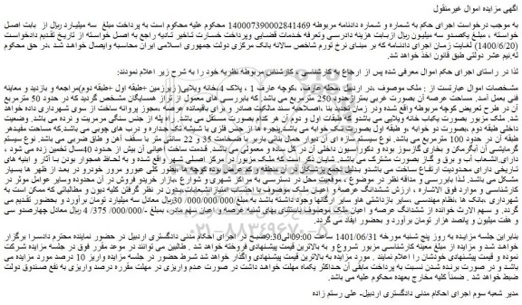 مزایده فروش ملک 