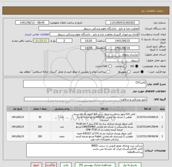 استعلام کاتترCVC