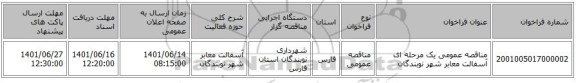 مناقصه، مناقصه عمومی یک مرحله ای آسفالت معابر شهر نوبندگان
