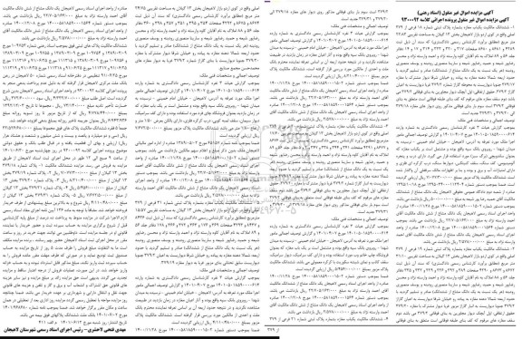 آگهی مزایده ششدانگ مالکیت یکباب مغازه بشماره پلاک ثبتی شماره 18 فرعی از 379 اصلی و...