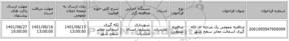 مناقصه، مناقصه عمومی یک مرحله ای لکه گیری آسفالت معابر سطح شهر