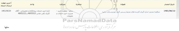 مناقصه محدود اندازه گیری آلاینده های محیط زیست