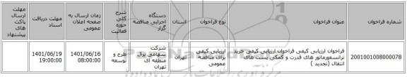 مناقصه، فراخوان ارزیابی کیفی فراخوان ارزیابی کیفی خرید ترانسفورماتور های قدرت و کمکی پست های انتقال (تجدید )