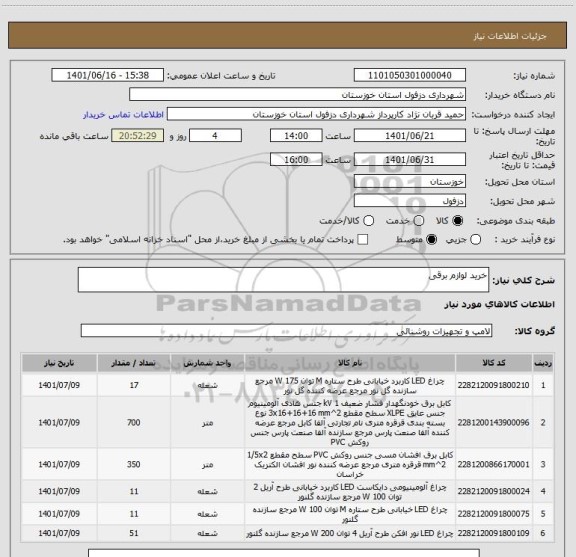 استعلام خرید لوازم برقی