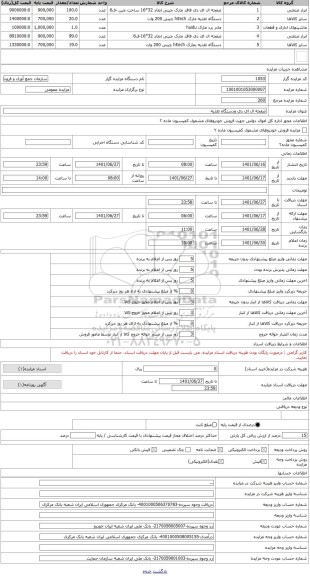 مزایده ، صفحه ال ای دی ودستگاه تغذیه