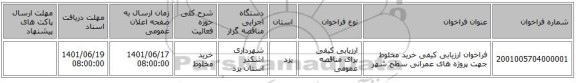 مناقصه، فراخوان ارزیابی کیفی خرید مخلوط جهت پروژه های عمرانی سطح شهر