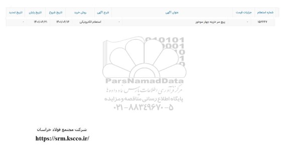استعلام پیچ سر خزینه چهار سو خور