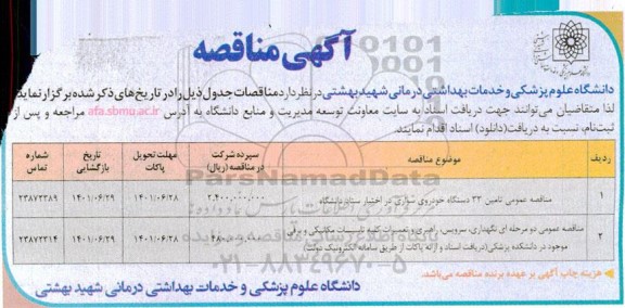 مناقصه تامین 33 دستگاه خودروی سواری ....