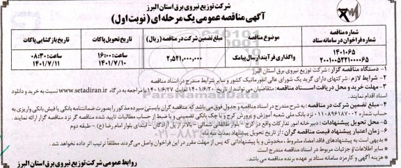 مناقصه واگذاری فرآیند ارسال پیامک
