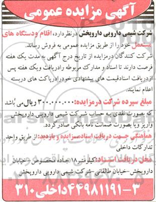 مزایده اقلام و دستگاه های مستعمل