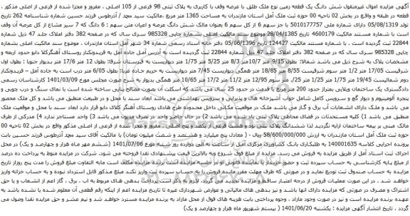 مزایده شش دانگ یک قطعه زمین