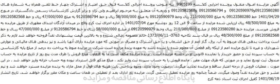 مزایده چهار خط تلفن همراه