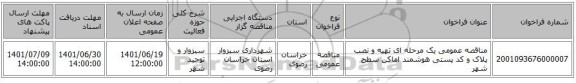 مناقصه، مناقصه عمومی یک مرحله ای تهیه و نصب پلاک و کد پستی هوشمند اماکن سطح شهر