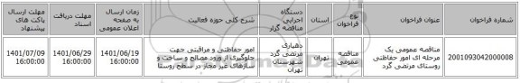 مناقصه، مناقصه عمومی یک مرحله ای امور حفاظتی روستای مرتضی گرد
