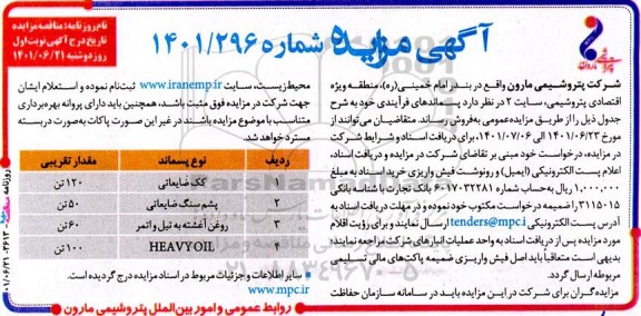 مزایده پسماندهای فرآیندی
