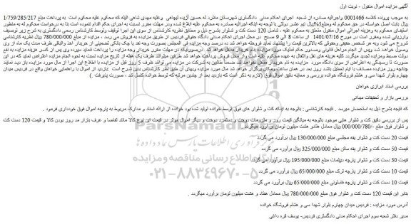 مزایده فروش 120 دست کت و شلوار