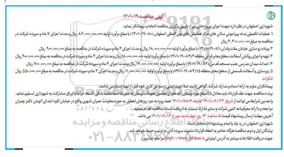 مناقصه عملیات تکمیلی بدنه پیرامونی سالن های مرکز همایش های...