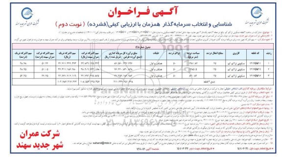 فراخوان مشارکت در ساخت 3 قطعه مسکونی 