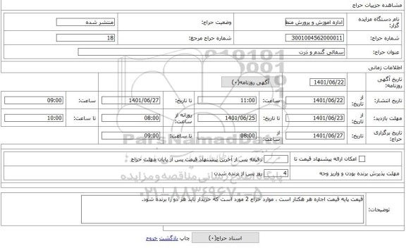 مزایده ، سفالی گندم و ذرت