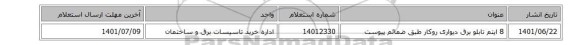 8 ایتم تابلو برق دیواری روکار طبق ضمائم پیوست