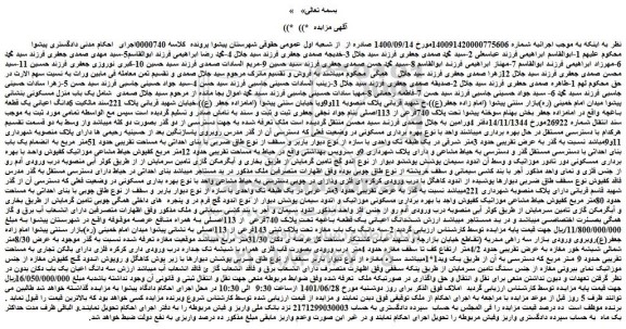 مزایده فروش سه دانگ اعیان یک باب دکان