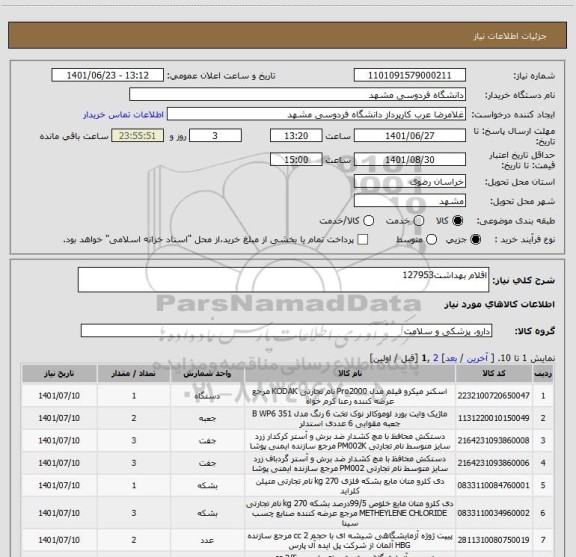 استعلام اقلام بهداشت127953