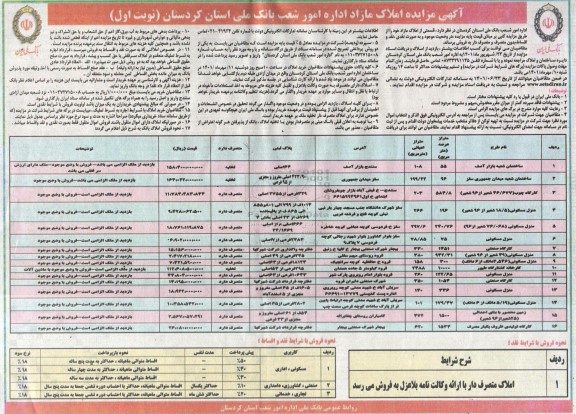 مزایده فروش املاک