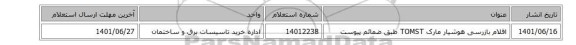 اقلام بازرسی هوشیار مارک TOMST طبق ضمائم پیوست