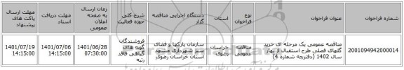 مناقصه، مناقصه عمومی یک مرحله ای خرید گلهای فصلی طرح استقبال از بهار سال 1402 (دفترچه شماره 4)