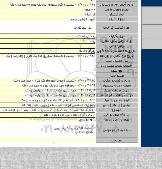 مناقصه, انجام خدمات مستمر نشت یابی در سطح استان سیستان و بلوچستان