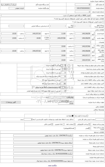 مزایده ، انواع کنتورهای اسقاطی آب شرب به تعداد 6600 دستگاه