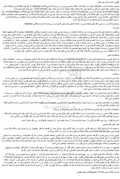 مزایده فروش  ملک ثبتی 364 فرعی از 5141 اصلی  