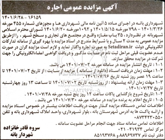 مزایده 35 باب مغازه