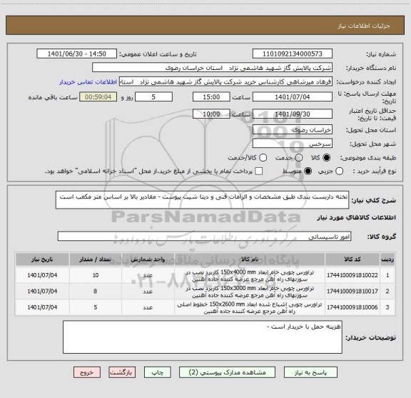 استعلام تخته داربست بندی طبق مشخصات و الزامات فنی و دیتا شیت پیوست - مقادیر بالا بر اساس متر مکعب است
