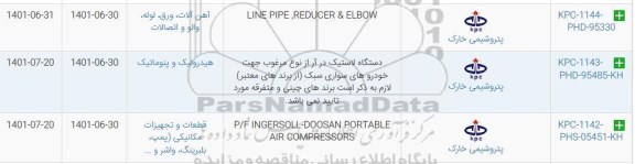 استعلام LINE PIPE, REDUCER & ELBOW  ...